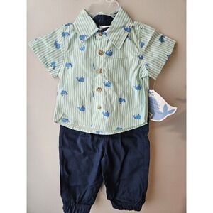 Little Beginnings Toddler Boy Whale Shirt And Jogger Set Size 6-9M 100% Cotton